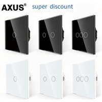 AXUS Touch Switch EU Light Sensor Switches Crystal Glass LED Button Panel Power AC100-240V 1/2/3 Gang Wall Lamp Interruttore