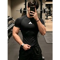 AliExpress NONE New Men's Fitted Gym T-Shirt, Breathable, Sweat-Wicking, and Quick-Drying, Suitable for Gyms, Basketball, Running, and Cycling