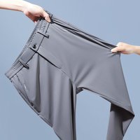 Spring Summer Men's Casual Pants Business Stretch Slim Fit Elastic Waist Jogger Korean Classic Thin Black Gray Trousers Male