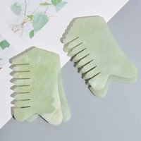 1Pcs Jade Stone Head Massage Comb Ergonomic Design Smooth Edges Scalp Hair Massager Travel Friendly Gua Sha Comb for Home Use