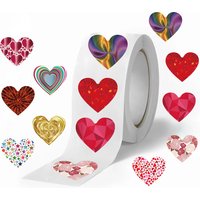 500pcs Shining Heart Stickers Roll Perfect for Holiday Decorations Gift Labels Celebrations Colorful Thank You Sticker Designs