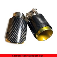 Universal High Quality 304 Gold Stainless Steel Carbon Fiber Nozzle Exhaust Muffler Straight End Tips For Akrapovic Car Styling