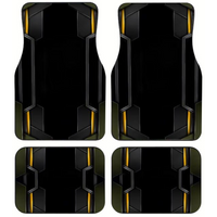 Black Gold Olive Green Tech Geometric Car Floor Mats 4PCS Universal Futuristic Sport Non-slip Foot Mats Interior Accessories