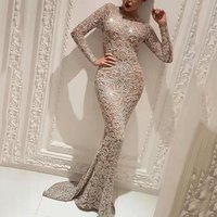 Elegant Long Sleeve Women's Dress Gold Embossed Slim Fit Evening Gown Spring 2027 New Arrival PU Material Fashionable