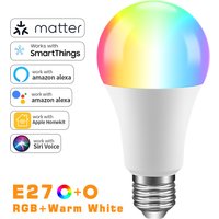 Matter Apple Homekit WiFI Smart RGB+ White Light Bulb SmartThings APP Control Support Siri Google Home Alexa Voice Assistant