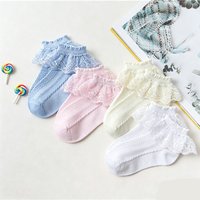 3 Pairs of Novel Lace Edges Cute Sweet Soft Comfortable Breathable Baby Socks Fashion Children's Dance Gifts Candy Color Wearing