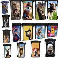 Funny Cartoon Animals Trash Can Sticker Peel & Stick Waterproof Removable Home Decor PVC Garbage Cute Dog Art Mural Wall Decal