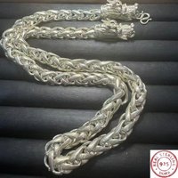 2026 New S925 Tibetan Silver Necklace, Handmade Double Dragon Head Hollow Out Design Fashion Retro Pendant Unisex Couple Jewelry