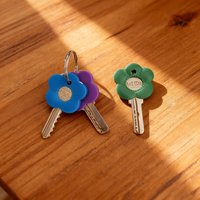 8pcs Multicolor Flower-Shaped Silicone Keycaps with Labeled Key Covers - Color-Coded Durable Key Protectors Keychain Organizers