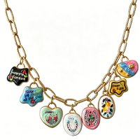 Trendy Sparkling Powder Dripping Oil English Stainless Steel Pendant DIY Charm Making Necklace Bracelet Accessories Wholesale