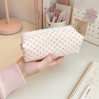 Kawaii Polka Dot Pencil Case Large Capacity Zipper Stationery Pouch Stationery Organizer School Supplies