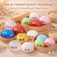 Multicolor Glitter Steamed Bun Squishy Toy Realistic Dumpling Decompression Gadget Desk Decor Leisure Birthday Present Supplies