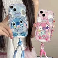 Disney Kawaii Stitch Angel Lanyard Casing For Huawei Honor 600 400 Lite Pro X9B X8C X8B X8A X9D X7D X7B X6B X6C 90 Lite 5G Case