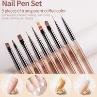 9PCS Nail Brush for Nail Art Liner Brushes Elongated Lines Striping Drawing Painting Nail Design Pen Professional Manicure Tool