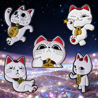 Lucky Cat Enamel Pins Turbo Granny Running Cat Rude Finger Brooches Lapel Badges Clothes Anime Jewelry Gift for Fans Friends