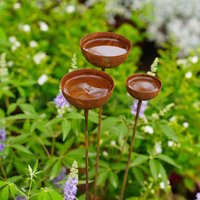 3pcs Bird Water Bowl with Metal Stake Rain Catcher Bird Bath Standing Birdbaths for Outdoors Garden Patio Yard Lawn Decor