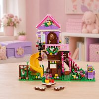 Treehouse Villa Building Blocks, 685Pcs Girls Forest Slide Model, Double Layer Adventure Hut, 3D Details STEM Gift