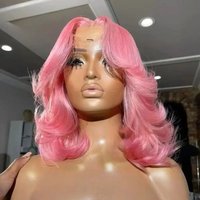 Light Pink Short Bob Lace Wig 14 Inches Body Wave Lace Front Wigs 13x4 HD Glueless Heat Resistant Synthetic Pre Plucked Cosplay
