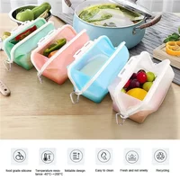 Travel Silicone Premium Reusable Food Storage Bags Food Grade Multi-use Fruit Sealed Lunch Bag Containers Microwave Oven Safe