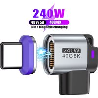 USB-C 240W Magnetic Adapter Type-C to Type-C Fast Charging USB4.0 Connector 40Gbps 8K@60Hz Thunderbolt 4/3 for iPhone16 Macbook