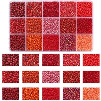 3mm Glass Rice Bead Set Multi color Red Mixing Jewelry Making Kit, Glass Rice Bead Mixing