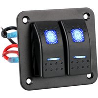 Circuit Breaker 12-24V 2 Gang Rocker Switch Panel LED Waterproof Switch Panel for Car Marine Camper Caravans Travel Trailer
