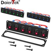 DaierTek 6-Gang-Schalttafel, 12 V, Wippschalter, LED-Schalttafel, 3-polig, 12 VDC, 20 A, SPST, Ein-Aus-Schalter für Marine, Boot, Auto, Jeep, UTV, LKW