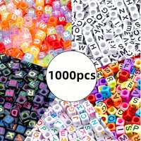 1000pcs/5 Colors Vibrant Square Letter Pattern Acrylic Beads for Jewelry Making - Tools for Creative Designs - Perfect for DIY