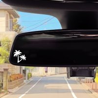 4PCS/SET Palm Tree Rearview Mirror Sticker Black White Waterproof Vinyl Decal for Car Interior Decor