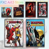 1PC frameless, Painting Marvel Deadpool Wolverine Anime Poster Canvas Print Decoration Painting Wall Art Movie Figures Liv