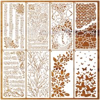 8 Pieces Stencils for Crafts Reusable Branches Musical Notes Stencil Floral Texture Background Layering Drawing Templates Stencils