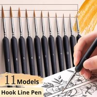11Pcs Miniature Paint Brushes Set, Acrylic Oil Watercolor Face Nail Model Painting & Line Art, Fine Detail Supplies