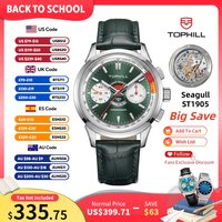 TOPHILL+ Watch For Men Seagull ST1905 Retro Hand-Wound Chronograph Reloj Domed Sapphire Crystal C3 Luminous 5Bar KIM003G image 4