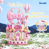 TOPTOY New Sanrio Series Building Blocks Hello Kitty Pink Wish Castle Assembled Model Toy Desktop Ornament Collectible Gift