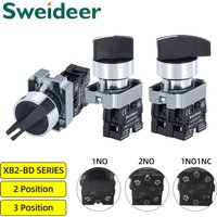 Knob Switch 22mm XB2-BD21 BD33 BD23 BD25 BD35 BD41 BD53 BJ33 1NO/2NO/1NO1NC 2/3 Position Self Locking Reset Select Knob Switch