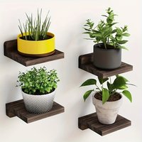 4pcs Wall-Mounted Floating Shelves with Dividers – Modern Wooden Plant Stand for Indoor Plants, Bathroom, Floating Shelves