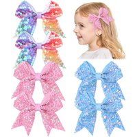 2Pcs Sequin Bow Hair Clips for Girls Women Kids Gradient Rainbow Sequin Hair Barrettes Cute Hair Accessories Headwear Fashion