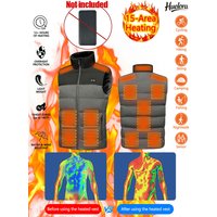 Men 15 Heating Areas Vest Winter Heated Camping Sports Vest Women Warm Thick Skiing Cargo Vest (Not Included In The Power Bank)