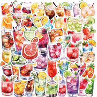 10/30/50pcs Cartoon Watercolor Cocktail Graffiti Sticker PVC Material DIY Phone And Computer Scrapbook Waterproof Daily Stickers