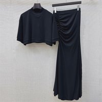women's suit New elastic slim fit long skirt for summer 2026 women's 2-piece sets women's half skirt short sleeved top T-shirt