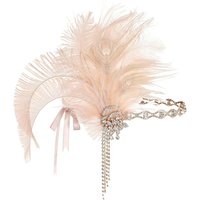 Exquisite Vintage Feather Headband Sequin Crystal Masquerade Hair Band Zircon Tassel 1920s Hair Accessories Women