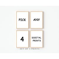4pcs/set Custom Canvas Printing Personalized Photo Suitable for Family Life Pets Scenery Couple Weddings Home Decor Poster Gifts