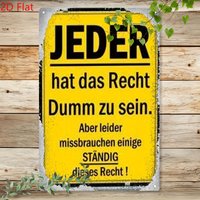 2D Flat Retro German-Style Metal Wall Decor Sign - "Everyone Has the Right to Be Silly" Quote - Retro Decoration, Easy to Hang