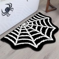 VIKAMA Halloween Black Spider Rug Anti-Slip Mat, Suitable for Bathrooms, Festive Halloween Decor Rug