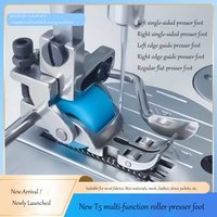 T5 3-Roller-Nähfuß für linke und rechte Kanten – 5-in-1-Multifunktions-Nähfuß für automatische elastische Nähmaschinen, Haushalt