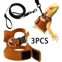 3Pcs Lizard Leash Harness Soft Adjustable Reptile Bearded Dragon Traction Rope Chameleon Amphibians Pet Harness Supplies