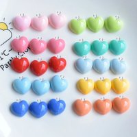 10pcs Cute Macaron Color Brightly Love Heart Resin Charms Kawaii Keychain Earring Pendant Charms For Jewelry Making