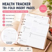 FromthenonA6A7A8Health Tracker Refill Paper-Tri-Fold Loose-Leaf Inserts for Daily Habit&Mood Tracking Notebook Replacement Pages
