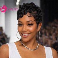 6 Inch Short Curly Pixie Cut 13x4 Lace Front Wig Human Hair Short Layered Curly Glueless Wig Pre Plucked for Women