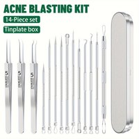 14pcs Multi-functional Cell Clips Is A Professional Blackhead And Removal Tool Stainless Steel Blackhead Remover Kit,Tweezers